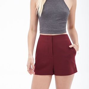 NWT Burgundy high-waisted woven shorts